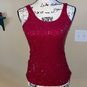 Red sequin tank top Express holiday Christmas